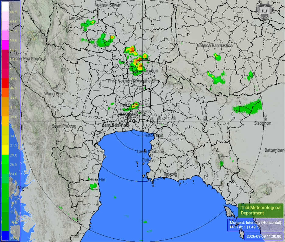 ภาพเรดาร์ฝน สุุวรรณภูมิ  ล่าสุด วันนี้ เรดาร์ สมุทรปราการ